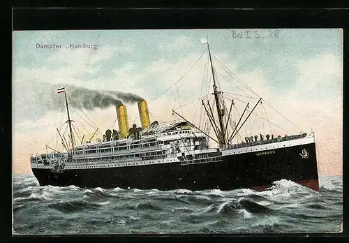 AK Dampfer Hamburg auf hoher See