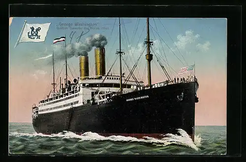 AK Passagierschiff George Washington des Nordd. Lloyd in voller Fahrt