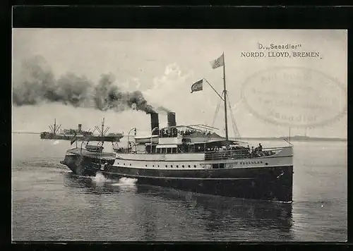 AK Salondampfer Seeadler des Nordd. Lloyd gibt Volldampf