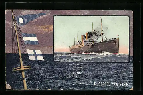 Künstler-AK Passagierschiff George Washington in voller Fahrt