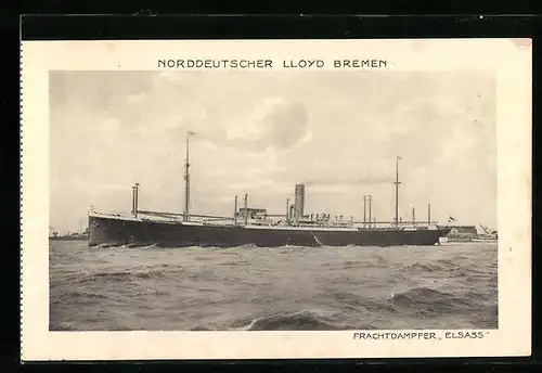 AK Frachtdampfer Elsass des Nordd. Lloyd bei leichtem Wellengang