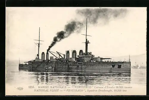 AK Französisches Kriegsschiff Vergniaud sticht in See