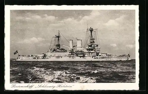 AK Linienschiff Schleswig-Holstein der Kriegsmarine auf hoher See