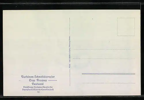 AK Turbinen-Schnelldampfer Cap Arcona, Innenansicht des Festsaals