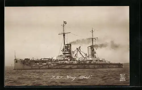 AK Kriegsschiff SMS König Albert sticht in See