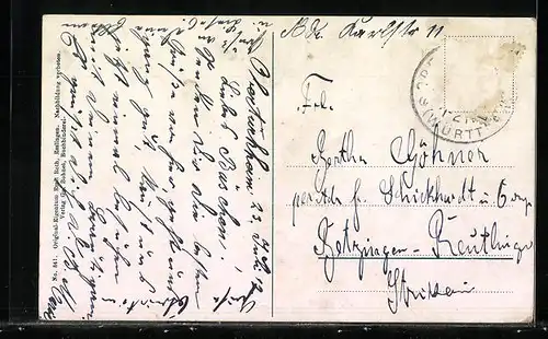 AK Obertürkheim, Teilansicht mit Blick zur Kirche