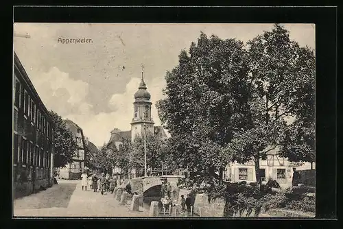 AK Appenweier, Ortspartie mit Blick auf Kirche
