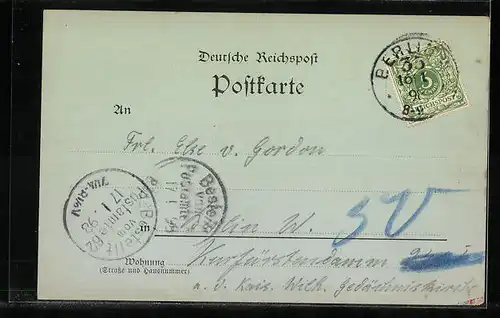 Mondschein-AK Berlin-Tiergarten, Rousseau-Insel