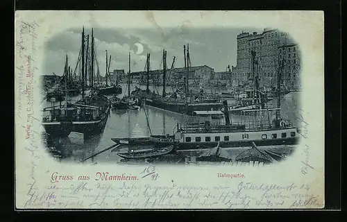 Mondschein-AK Mannheim, Hafenpartie
