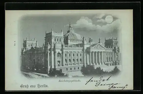 Mondschein-AK Berlin, Reichstagsgebäude