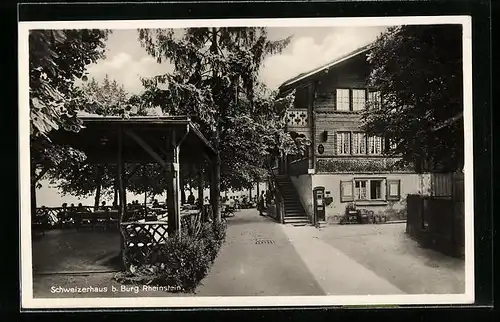 AK Trechtingshausen, Gasthaus Waldschänke Schweizerhaus b. Burg Rheinstein