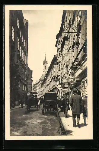 AK Wien, Singerstrasse mit Passanten