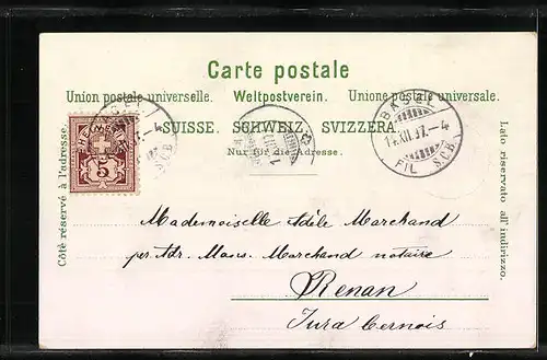 Lithographie Basel, Denkmal der Stadt Strassburg, Spalen-Thor