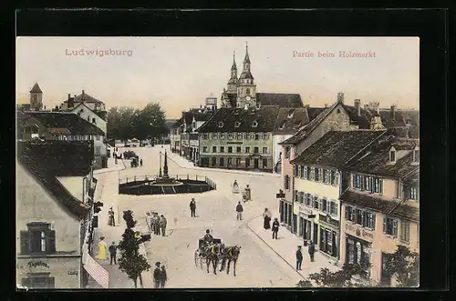 AK Ludwigsburg, Strasse beim Holzmarkt