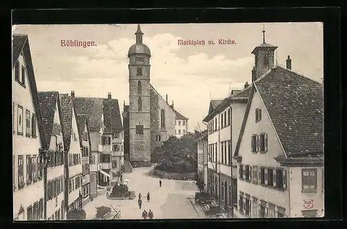 AK Böblingen, Marktplatz mit Kirche