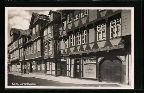 AK Celle, Rundestrasse mit Friseur