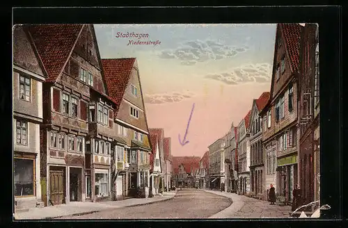 AK Stadthagen, Niedernstrasse mit Brennerei