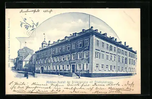 AK Neuwied, Mädchen-Anstalt der Brüdergemeine mit Friedrichstrasse