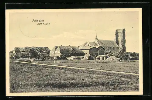 AK Pellworm, Blick auf die alte Kirche