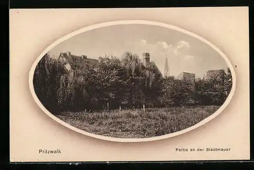 AK Pritzwalk, Partie an der Stadtmauer