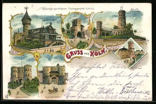 Lithographie Köln, Ueberreste der früheren Festungswerke Köln`s