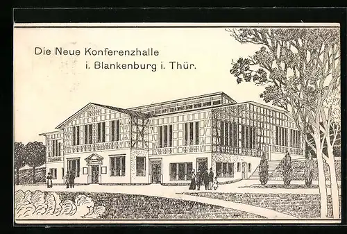 Künstler-AK Blankenburg /Thür., Die Neue Konferenzhalle