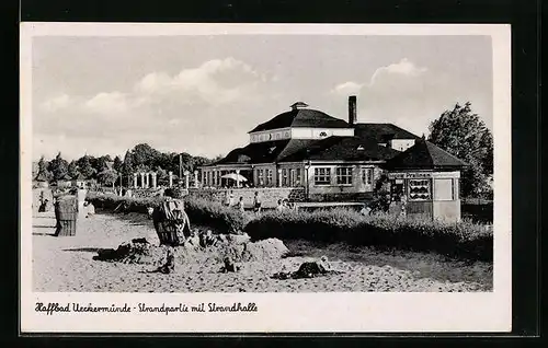 AK Ueckermünde, Strandpartie mit Strandhalle