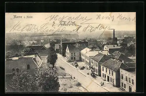 AK Marne i. H., Ortsansicht aus der Vogelschau