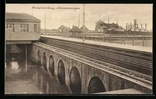 AK Brunsbüttelkoog, Teilansicht der Schleusenanlagen