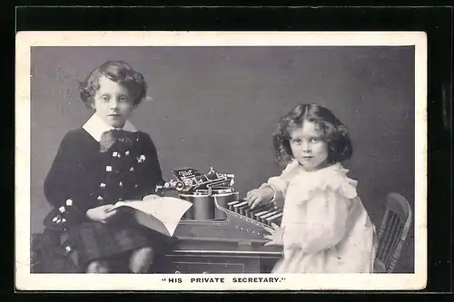 AK Mädchen als Sekretärin an einer Schreibmaschine