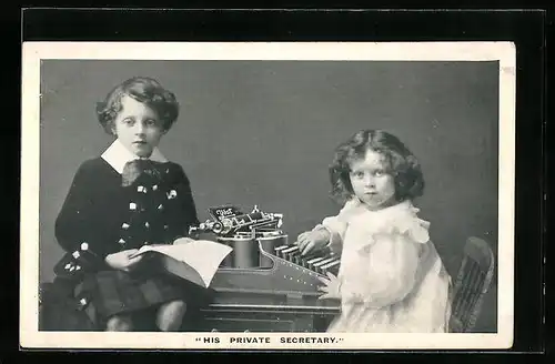 AK Mädchen als Privatsekretärin an einer Schreibmaschine