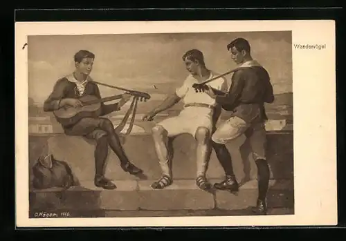 AK Wandervögel mit Gitarren beim Musizieren