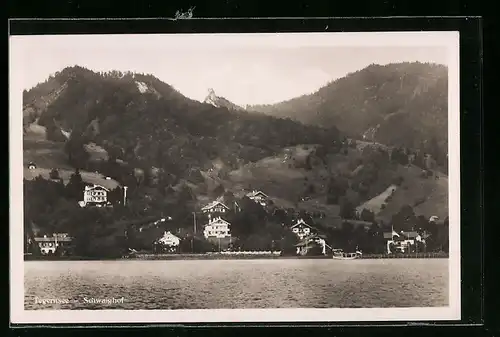 AK Schwaighof /Tegernsee, Blick vom Wasser auf den Ort