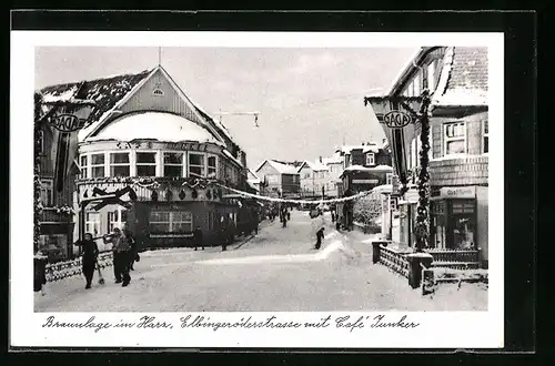 AK Braunlage im Harz, Elbingeröderstrasse mit Cafe Junker