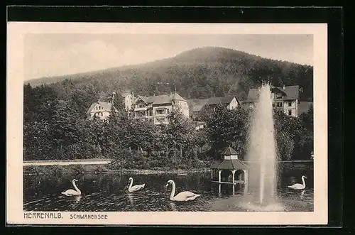 AK Herrenalb, Schwanensee mit Fontäne