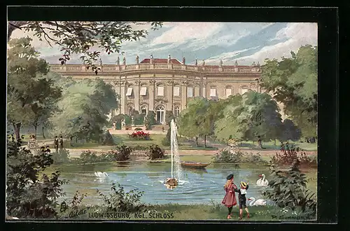 Künstler-AK Ludwigsburg, Kgl. Schloss