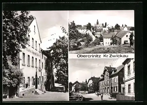 AK Obercrinitz /Kr. Zwickau, Blick auf das Gasthaus Jägersruh und den Ort