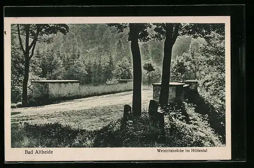 AK Bad Altheide, Weistritzbrücke im Höllental
