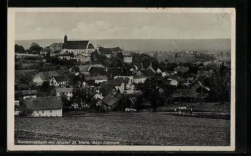 AK Niederviehbach, Blick auf den Ort und das Kloster St. Maria