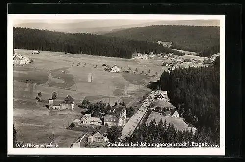 AK Steinbach bei Johanngeorgenstadt, Ortspartie, Fliegeraufnahme