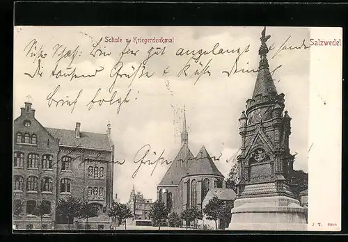 AK Salzwedel, Schule und Kriegerdenkmal