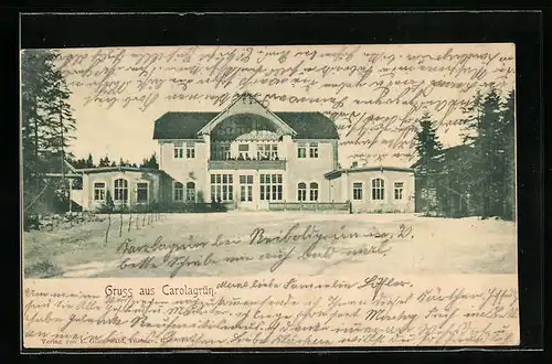 AK Carolagrün, Lungenheilstätte, Frontansicht