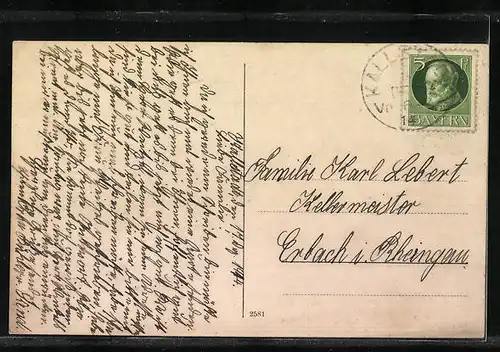 AK Kallstadt, Strassenpartie mit Blick auf Kirchturm