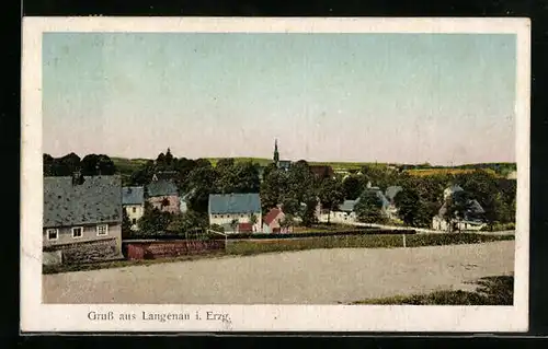 AK Langenau /Erzgeb., Panorama des Ortes
