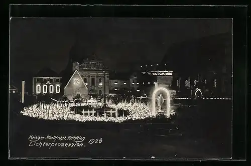 AK Altötting, Krieger-Wallfahrt 1926, Lichterprozession