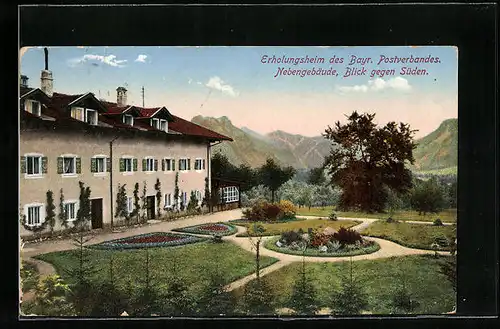 AK Brannenburg, Erholungsheim des Bayr. Postverbandes mit Anlagen, Anlasskarte Kriegeraufenthalt 1914 /15
