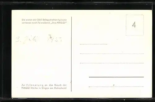 AK Singen /Hohentwiel, Mitarbeiter beim Verlassen der Maggi-Werke nach Schichtende