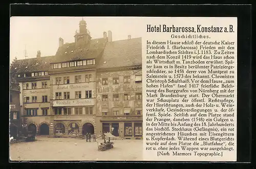 AK Konstanz a. B., Hotel Barbarossa, Frontansicht