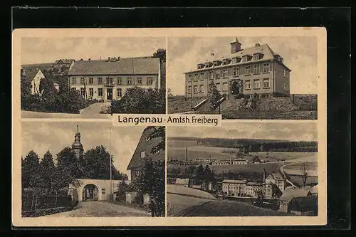 AK Langenau, Ortsansicht mit Kirche