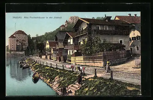 AK Passau, Alte Fischerhäuser in der Ilzstadt